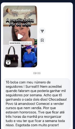 Depoimento de aluna no Instagram
