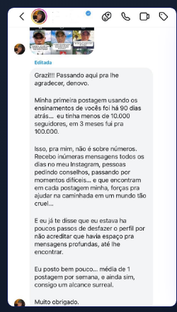 Depoimento de aluna, de 10k para 100k em 3 meses